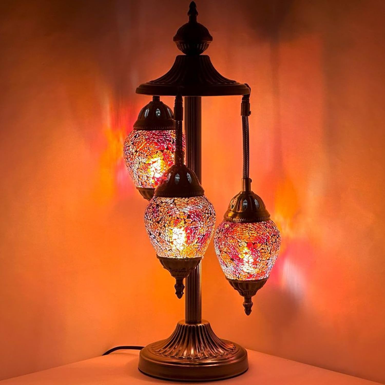 SILVERFEVER Moroccan Lamps Mosaic Turkish Lamp Three Tier Lanterns