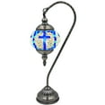 thumbnail image 1 of SILVERFEVER Mosaic Turkish Lamp Moroccan Glass Swan Neck Lantern for Table Desk Bedside Bronze Base Bundle with E12 Light Bulb Blue Cross, 1 of 8