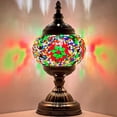 thumbnail image 1 of SILVERFEVER Mosaic Turkish Lamp Moroccan Glass for Table Desk Bedside Bronze Base Bundle with E12 Light Bulb-2 Sizes Christmas Floral, 1 of 6
