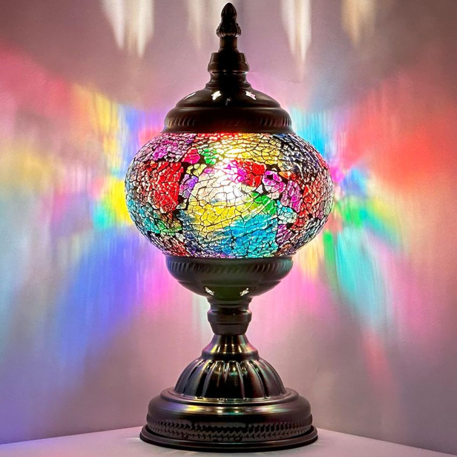 Multi coloured glass on sale table lamps