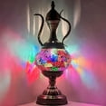 thumbnail image 1 of SILVERFEVER Mosaic Turkish Teapot Lamp Moroccan Glass for Table Desk Bedside Bronze Base Bundle with E12 Light Bulb Rainbow Clouds, 1 of 7