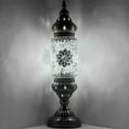 thumbnail image 1 of SILVERFEVER Turkish Cylinder Table Lamp Mosaic Glass Accent Boho Lamps Moroccan Lantern Silver Snowflake, 1 of 7
