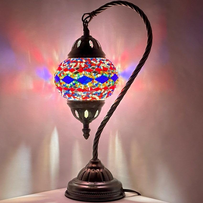 SILVERFEVER Turkish Moroccan Mosaic Table Lamp - Handmade Swan