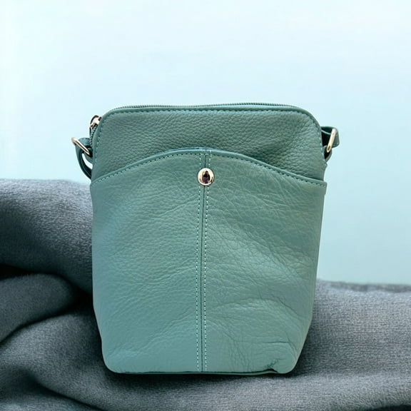 SILVERFEVER Women's Phone Crossbody Bag Trendy Small Purse Cowhide Leather Handbag Light Blue