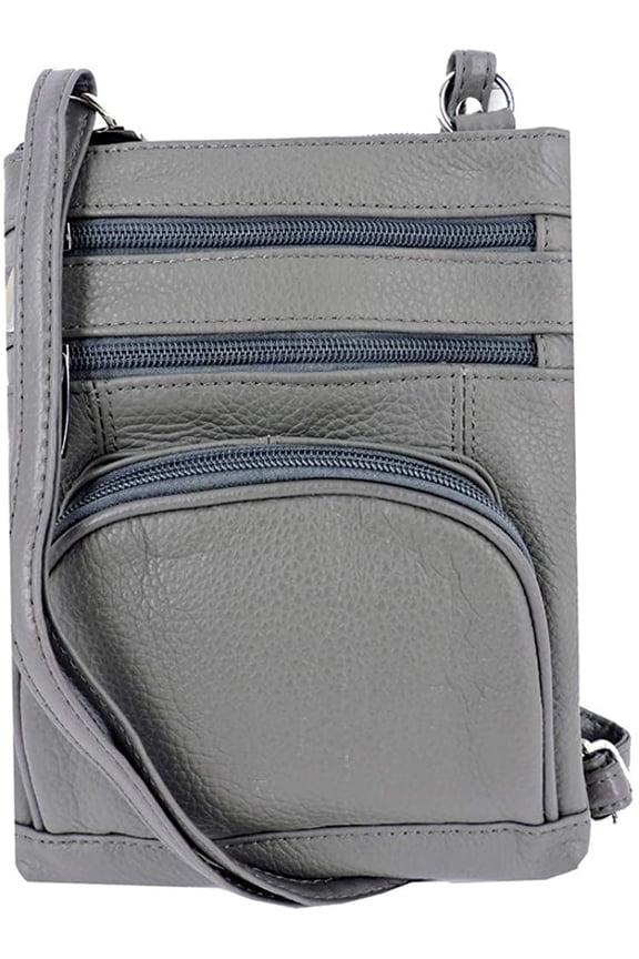 SILVERFEVER Women's Shoulder Crossbody Round RFID Pocket Small Genuine Leather Bag