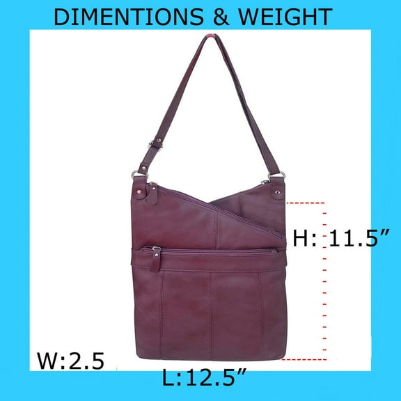 SILVERFEVER Womens Leather Large Crossbody Travel College Student Indie Style Handbag Water Resistant Cris Cross Wine