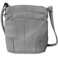 thumbnail image 1 of SILVERFEVER Womens Leather Large Crossbody Travel College Student Indie Style Handbag Water Resistant Dome Top Grey, 1 of 1