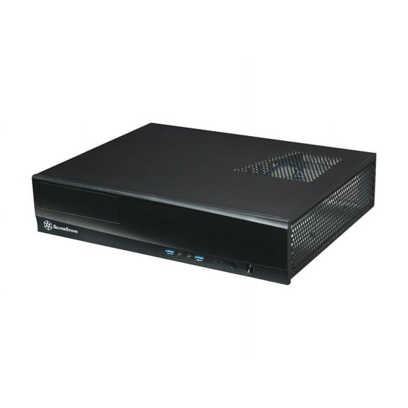 SILVERSTONE Black Aluminum skin reinforced plastic front panel, 0.8mm SECC body MILO Series ML03B Micro ATX Media Center / HTPC Case