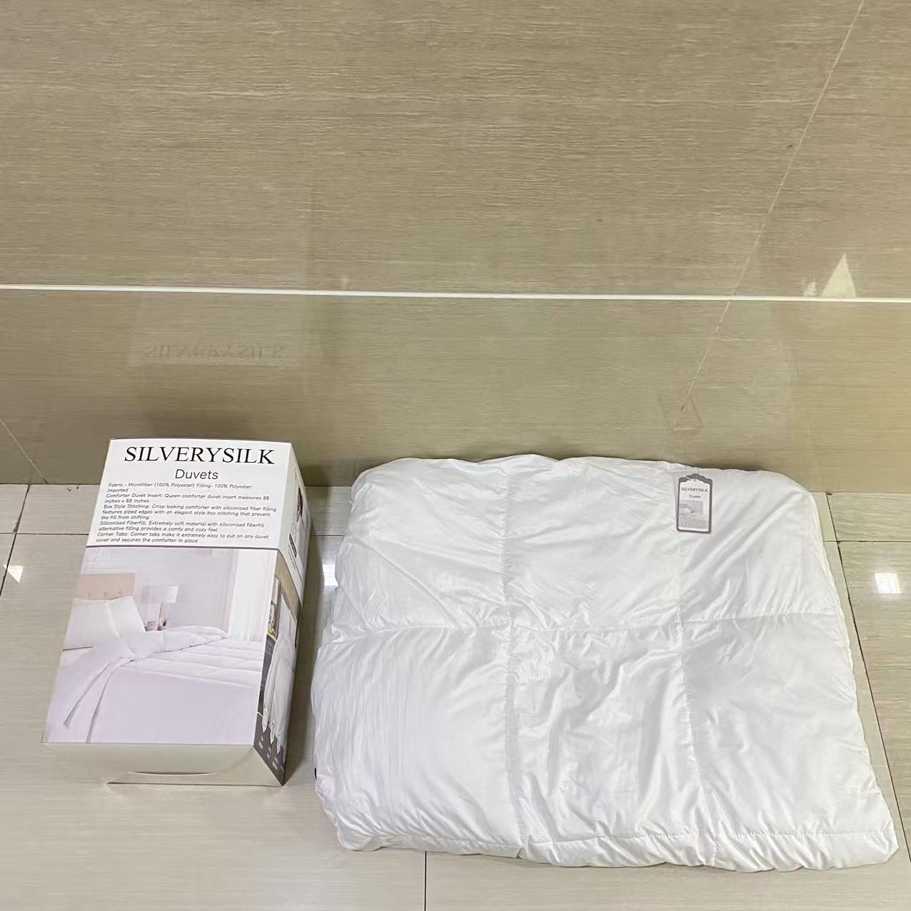 SILVERYSILK Duvets,Comforter Duvet Insert, Quilted Comforter with Corner Tabs, Box Stitched Down Alternative Comforters Queen Size (White)