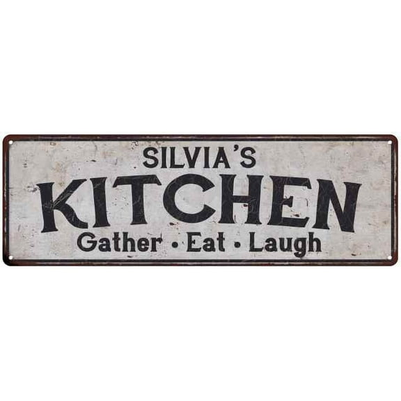 SILVIA's Kitchen Gift Rustic Chic Decor Gift 6x18 Sign 206180051606