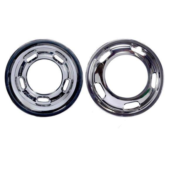 Coast To Coast IWCN9010 Wheel Simulator; Fits 17 Inch Wheels; Plated; Chrome; ABS Plastic; Push-On Retention; 5 Hand Holes; Set Of 4