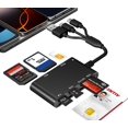 thumbnail image 1 of SIM Card Reader for iPhone/PC, 7 in 3 Lightning/USB-A/USB-C CAC Reader Military Smart Card Reader & SD/TF/M2/ID/IC/SIM/PIV/Ms Pro Duo Card Reader for iPhone/iPad/PC/Laptop/Windows/Linux Plug and Play, 1 of 2