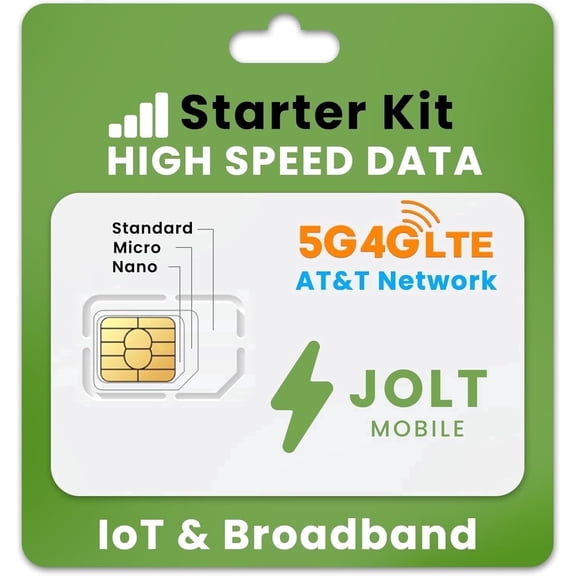 SIM Card Starter Kit for SmartWatch GPS Trackers, Routers, Security Alarm System & Other IoT Devices | 5G 4G LTE Data | 3 in 1 Simcard - Standard Micro Nano | AT&T Nationwide Coverage
