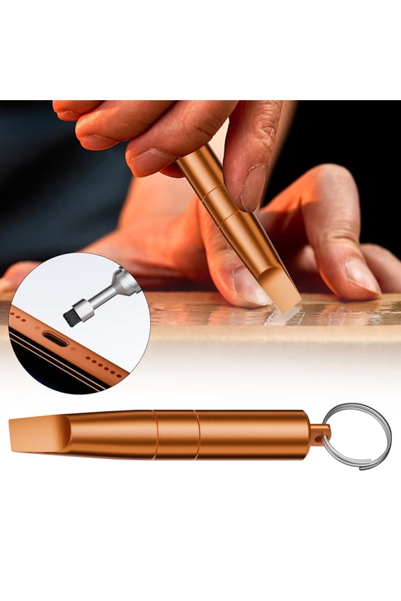 SIM Pin & Cleaning Brush Keychain, Multi-Use Mobile Phone Dust Removal Tool, Compact Aluminum Electronics Cleaner, Package Opener, Travel & Home Use, Orange