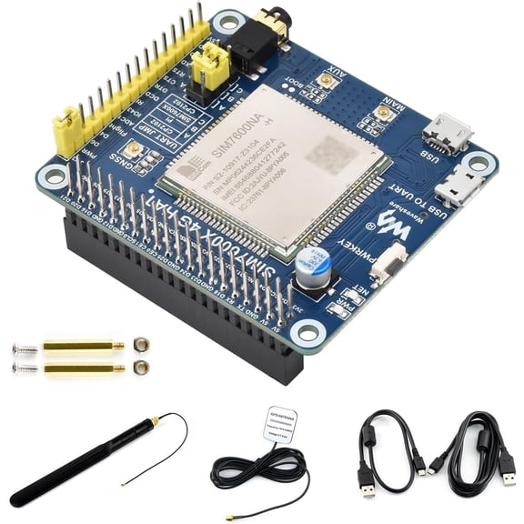 SIM7600NA-H 4G HAT, Compatible with /Jetson Nano, with GPS, SIM, Audio, at Command Control, UART Debugging, 3G/4G Communication, Positioning, and Voltage Translator