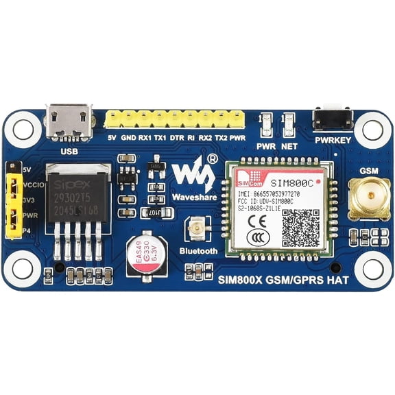 SIM800C GSM/GPRS HAT Compatible with R 5/4B/3B/Zero/Zero W/Zero 2W/Pico/Pico W/Pico WH/Jetson Nano 2G Communication Data Transmission