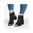 thumbnail image 1 of SIMANLAN Ankle Booties for Women Peep Toe Low Block Heel Sandals Dress Shoes Black 4, 1 of 5