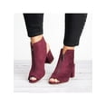 thumbnail image 1 of SIMANLAN Ankle Booties for Women Peep Toe Low Block Heel Sandals Dress Shoes Wine Red 9, 1 of 5