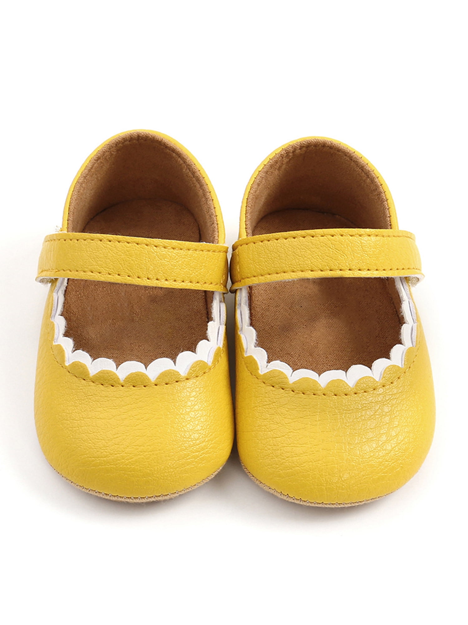 SIMANLAN Baby Girls Mary Jane Comfort Flats First Walkers Crib Shoes