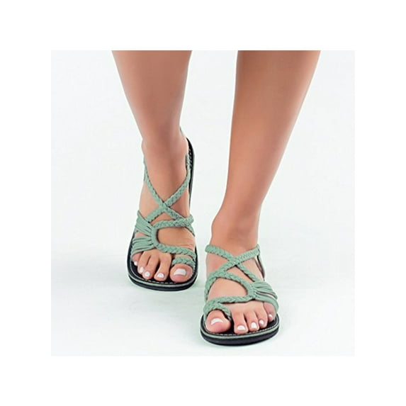 SIMANLAN Flip Flops for Women Comfort Strappy Braided Walking Beach Flat Sandals