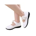 thumbnail image 1 of SIMANLAN Kids Flats Comfort Mary Jane Flat Princess Dress Shoes Children Lightweight Leather Shoe Girls Ankle Strap White US 4Y, 1 of 9