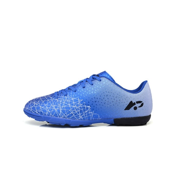 SIMANLAN Adults Fold-resistant Lace Up Athletic Outdoor Lightweight Flat Soccer Cleats Boy Lawn Cozy Sport Sneakers 27016 Sapphire Blue 13C