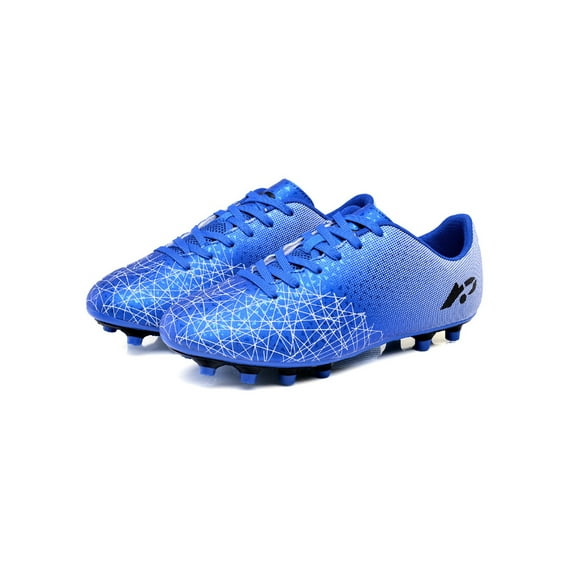 SIMANLAN Kids Soccer Cleats Men's Fashion Cleat Soccer Football Shoes Trainer Sneakers Boys' Girls 27019 Black Sapphire Blue Long Nails 2Y