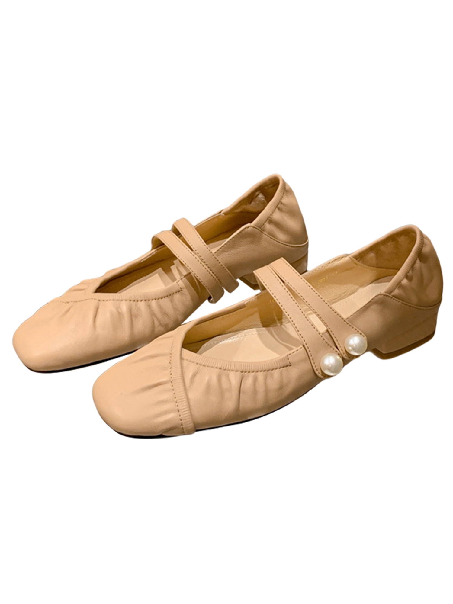 SIMANLAN Ladies Dress Shoes Ankle Strap Flats Low Heel Mary Jane Women Lightweight Pumps Women's
