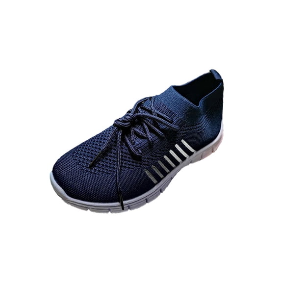 SIMANLAN Lady Breathable Lace Up Sneakers All Seasons Flats Women's Sports Cozy Flat Heels Navy Blue 6