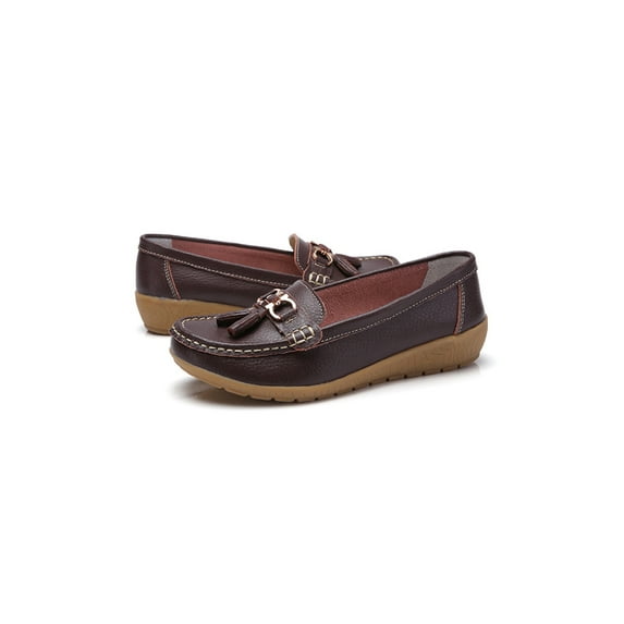 SIMANLAN Loafers for Women Ladies Breathable Tassel Loafers Driving Casual Boat Shoes Women Nurse Nonslip Flat Moccasins Coffee 10