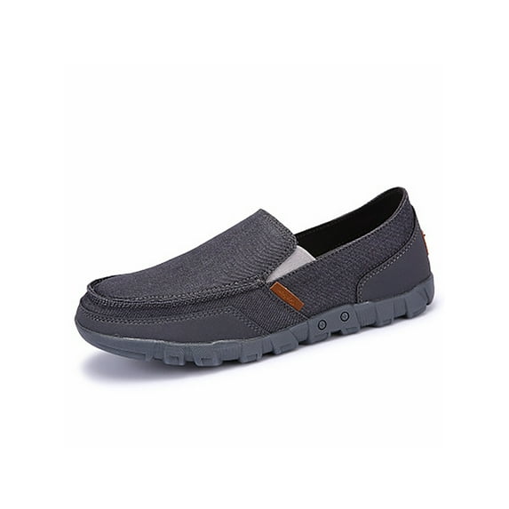 SIMANLAN Men Casual Shoe Slip On Loafers Flat Walking Shoes Dress Comfortable Canvas Loafer Work Grey 11.5