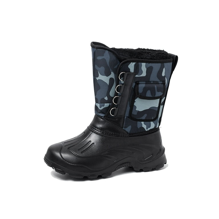 SIMANLAN Men High Calf Boots Waterproof Insulated Winter Booties