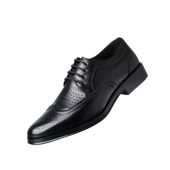 SIMANLAN Mens Glossy Oxford Shoe Breathable Hollow Out Dress Shoes Work Nonslip Low Top Oxfords Black Sandal 44