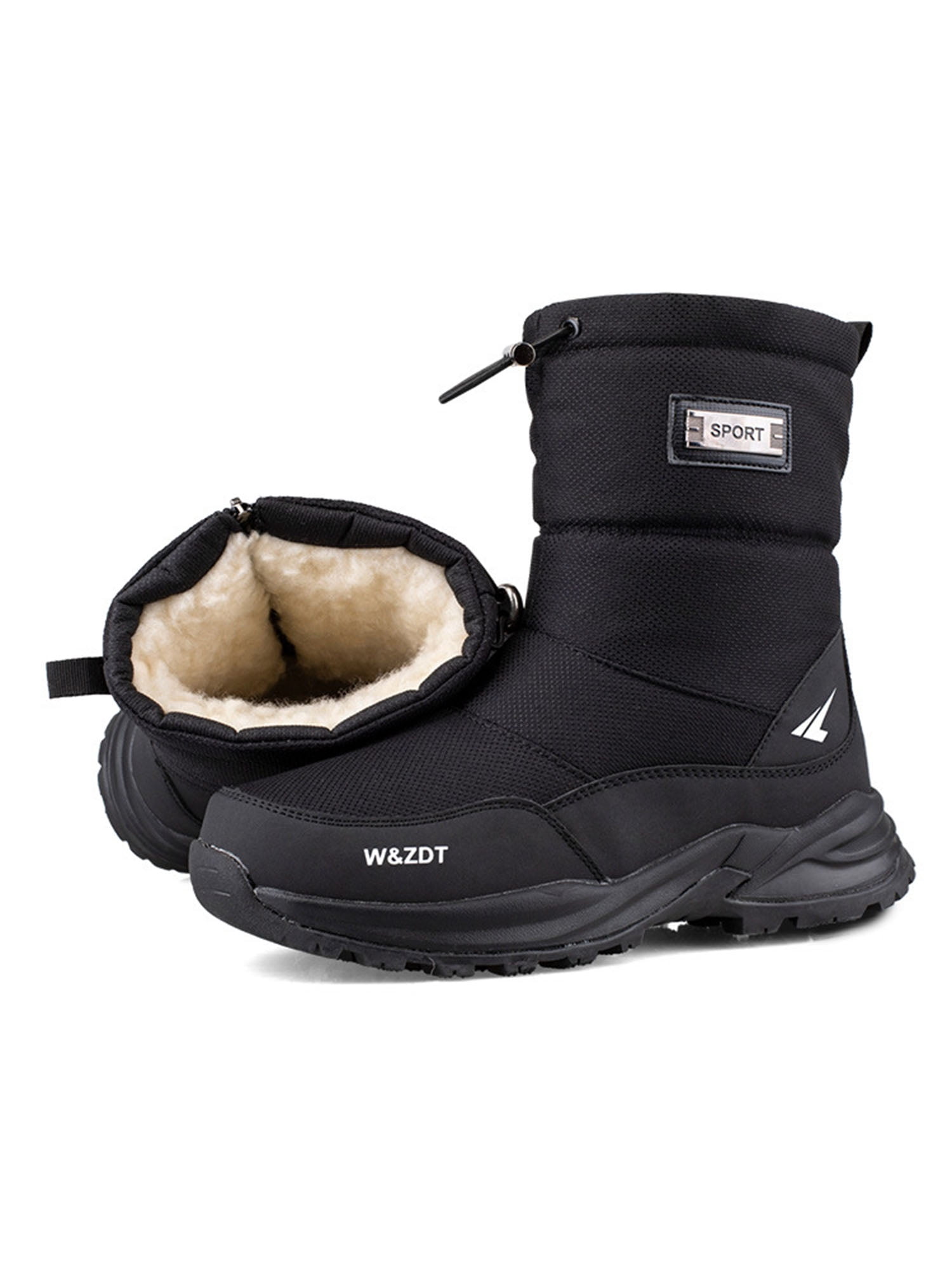 Thickening Winter Snow Boots Men Black PU Boot Waterproof Non-slip Male  Sneakers 2022 Thicken Plsuh Keep Warm Platform Boots Man