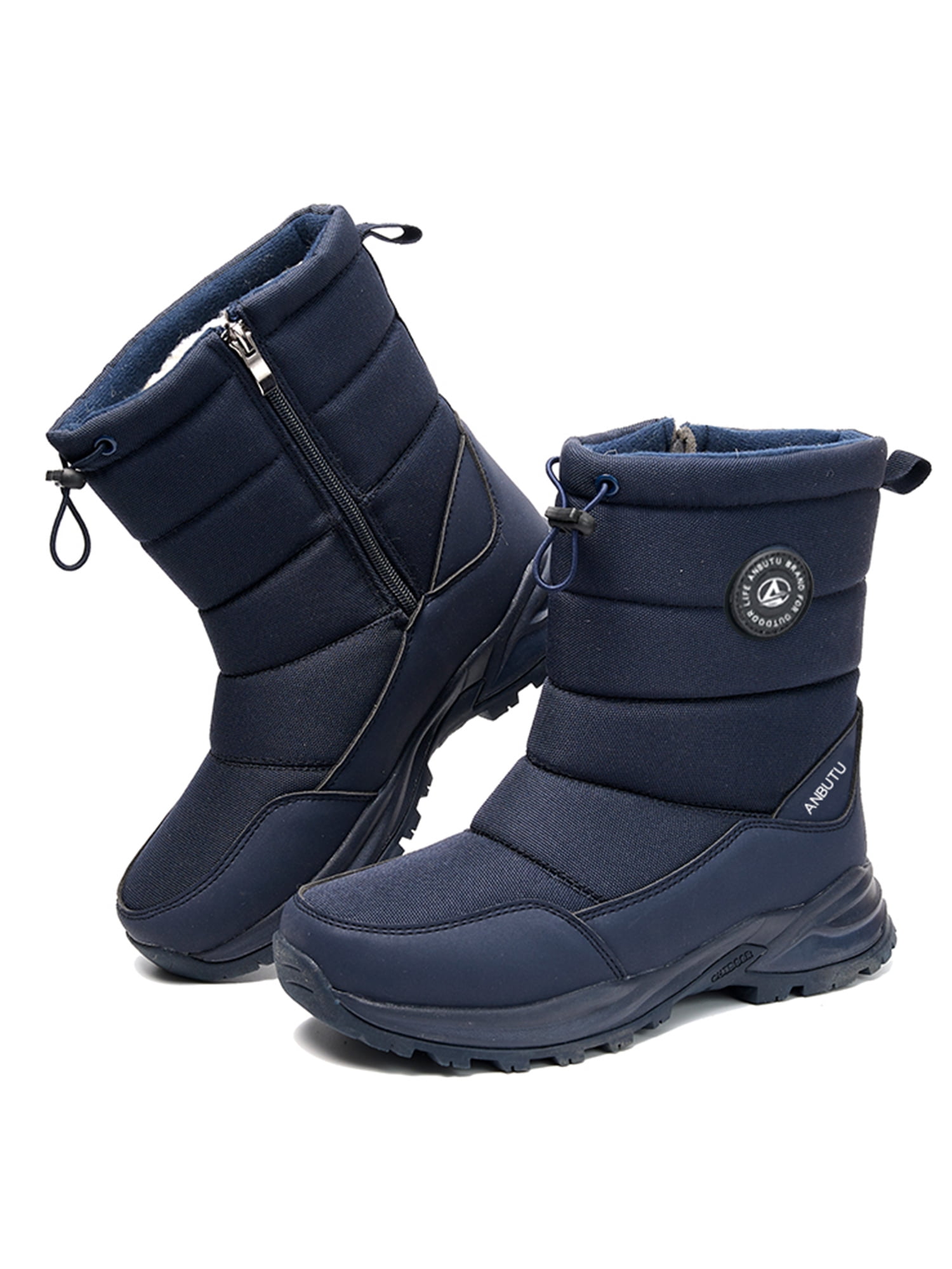 SIMANLAN Mens Snow Boots Zip Up Winter Boot Mid Calf Waterproof Bootie