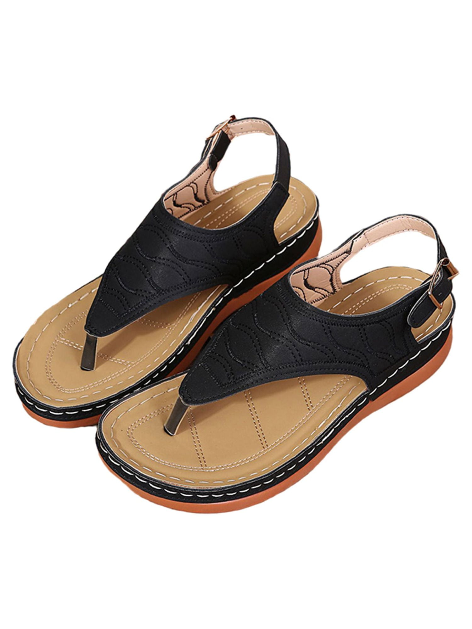 SIMANLAN Sandals Women With Arch Support Summer Wide Width Flip Flops T