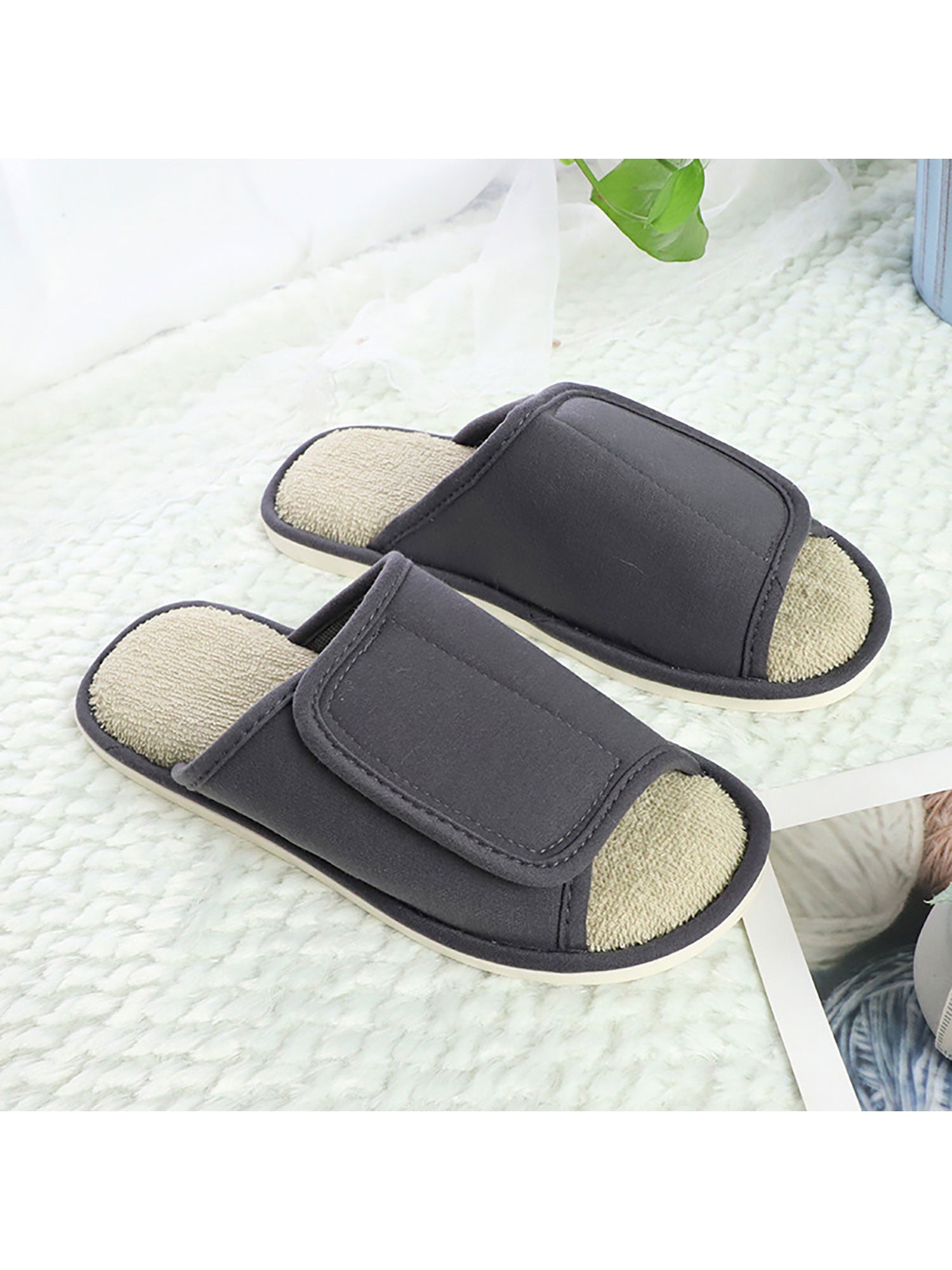 SIMANLAN Slide Slipper Men's Women's Open Toe Slides Gray, Size