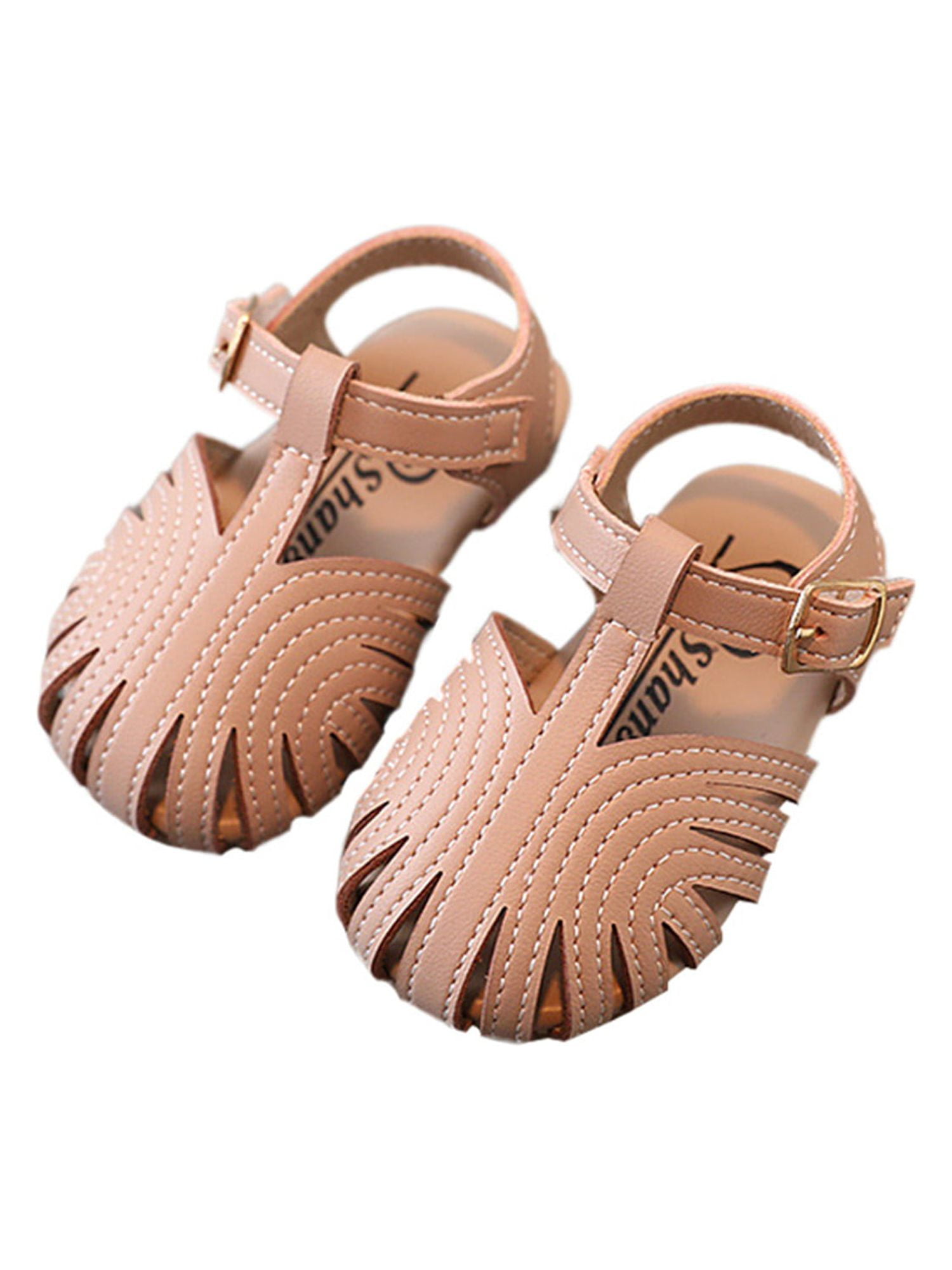 SIMANLAN Toddler Girl Sandal Ankle Strap Princess Shoes Summer Flat