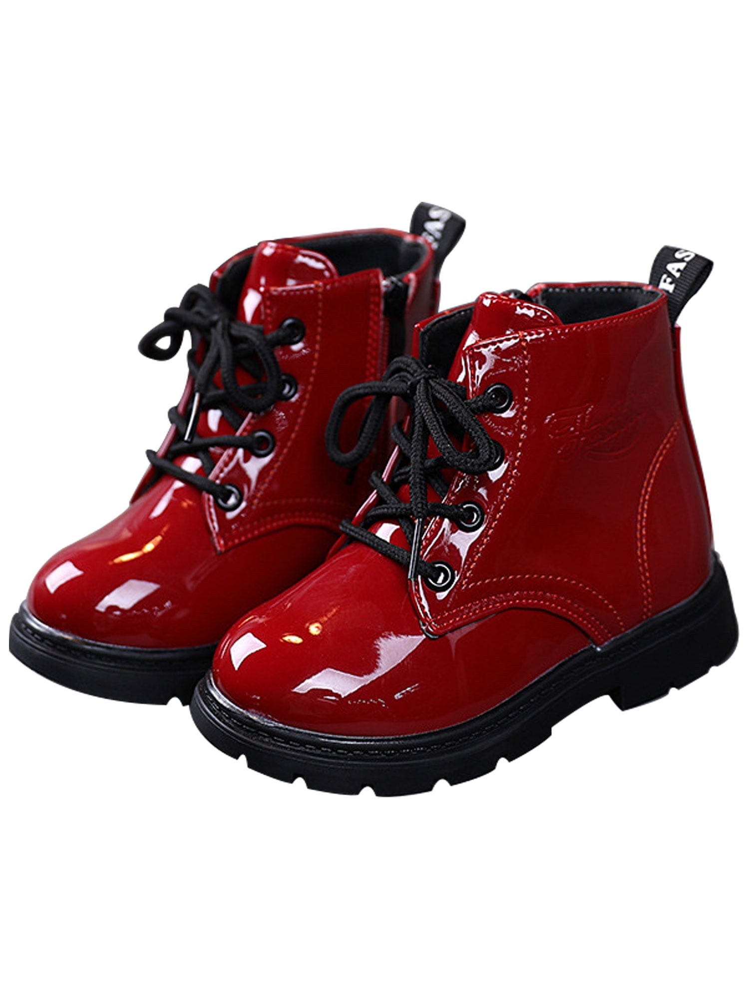 SIMANLAN Toddler Girls Boys Combat Boots Waterproof PU Leather