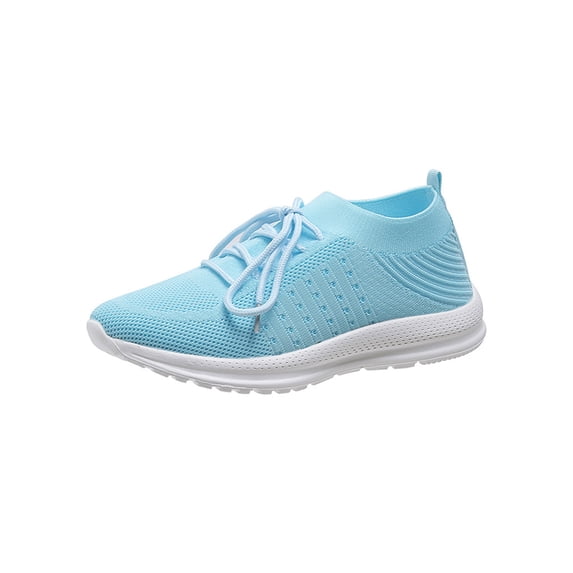 SIMANLAN White Sneakers for Women Lace Up Shoes Wide Width Running Athletic Shoes Comfort Trainers Non Slip Blue 4.5