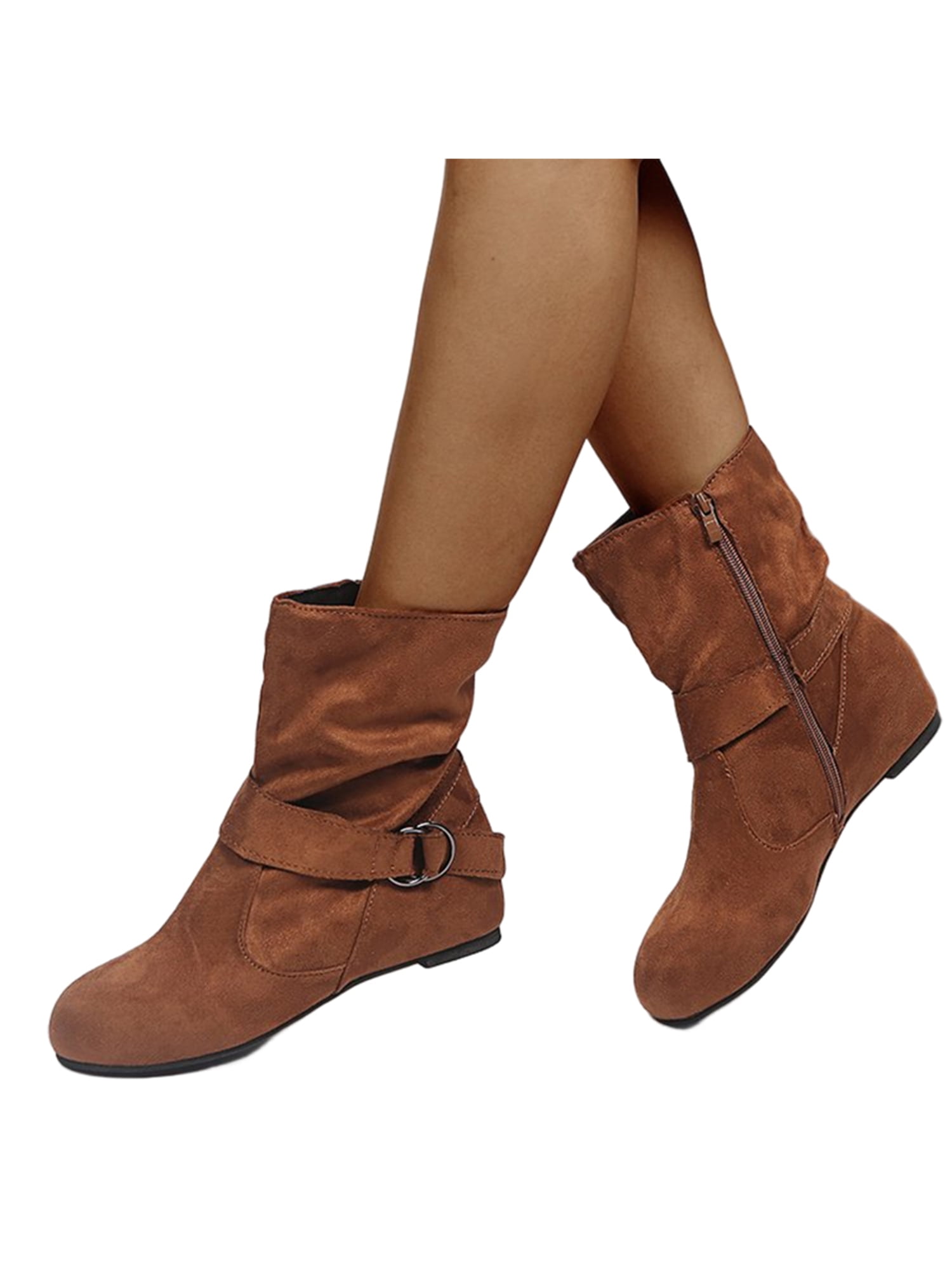Mid-Calf Buckle Strap Boots