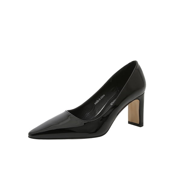SIMANLAN Women Comfort Pointed Toe Heeled Pump Casual Non-slip Pumps Ladies Fashion Chunky High Heels Black 5.5
