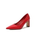thumbnail image 1 of SIMANLAN Women Comfort Pointed Toe Heeled Pump Casual Non-slip Pumps Ladies Fashion Chunky High Heels Red 7.5, 1 of 8