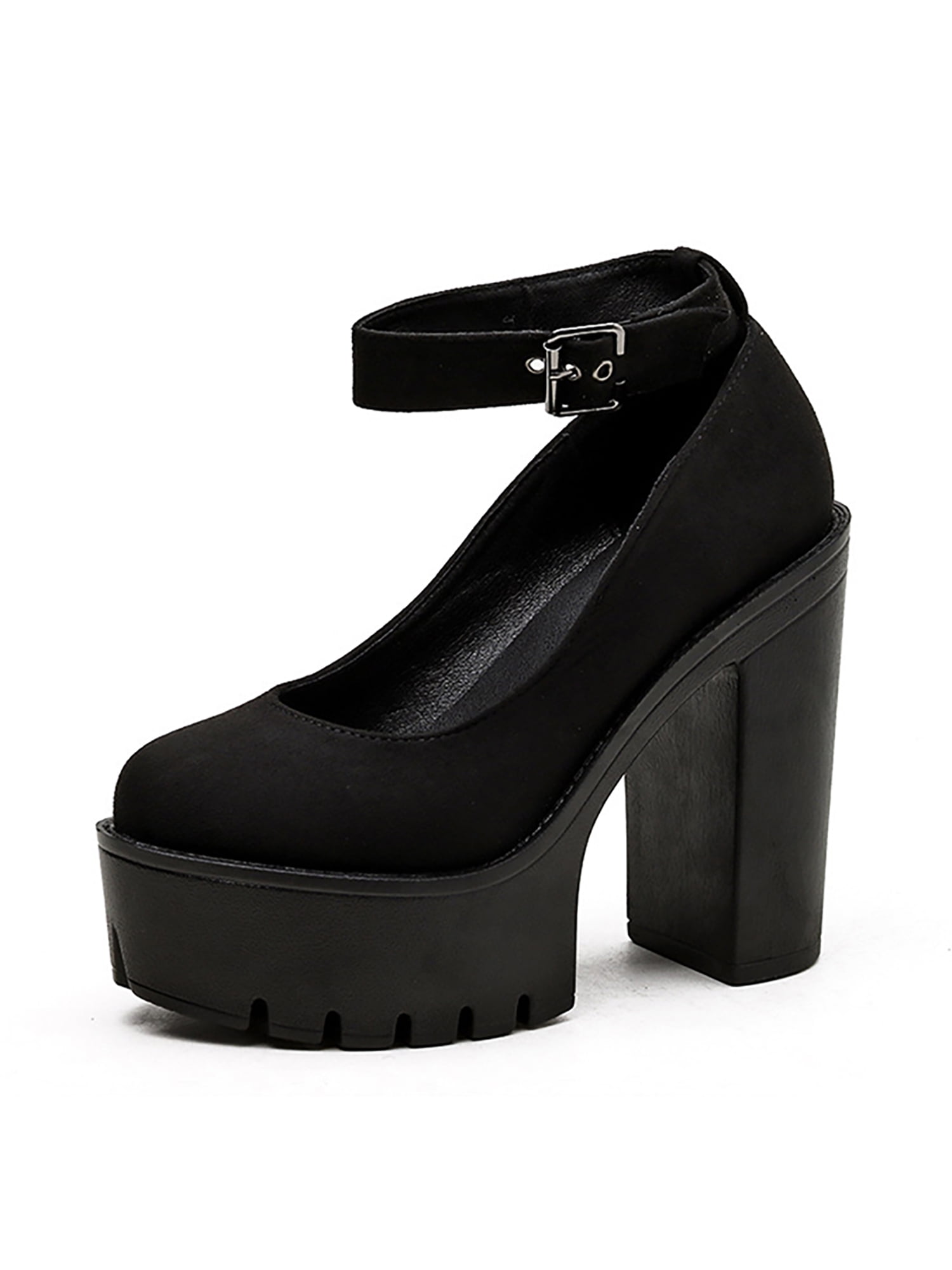 SIMANLAN Women High Heels Buckle Pumps Chunky Platform Dress Shoes