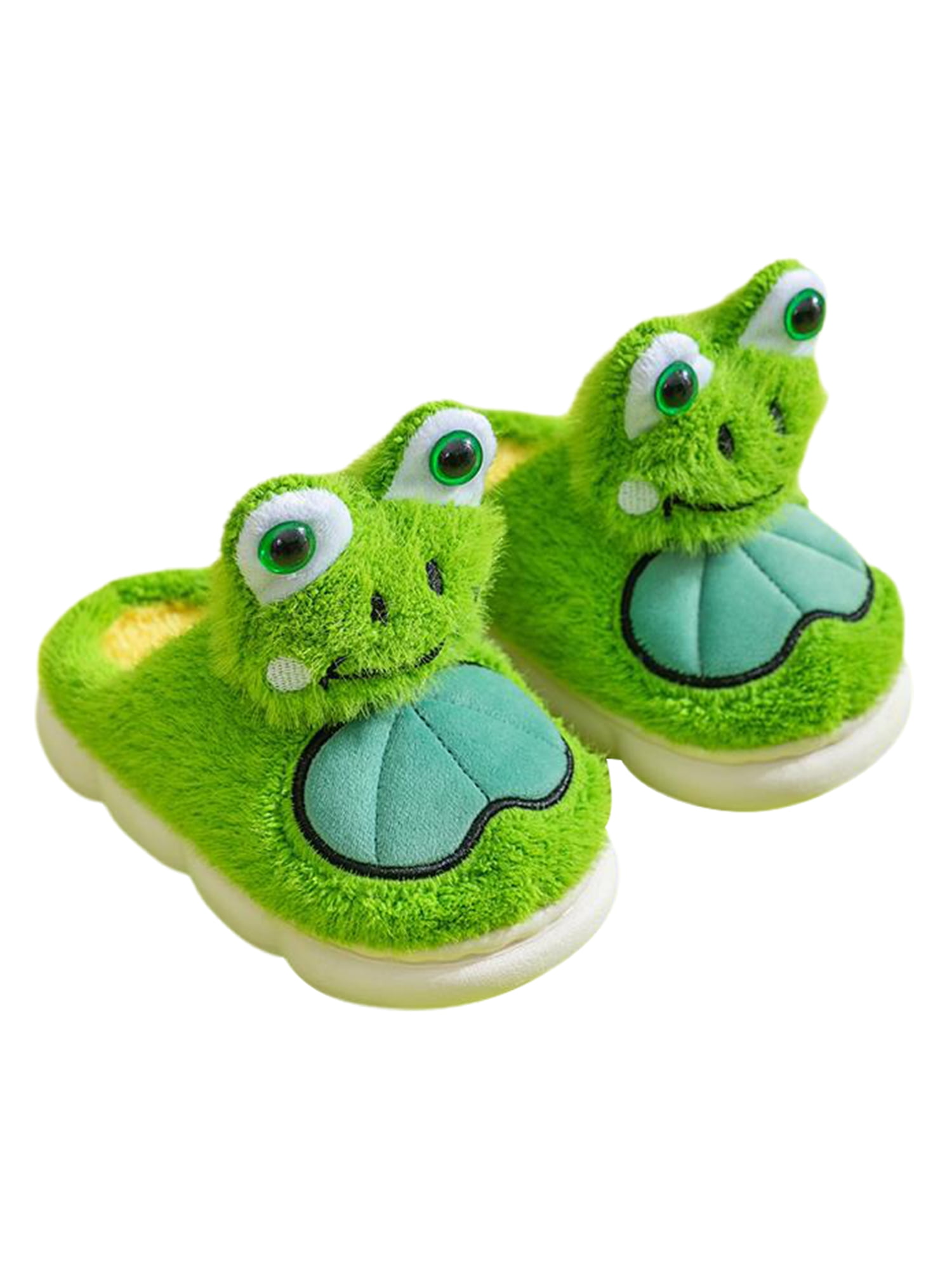 SIMANLAN Women Men Plush Slippers Slip On Fuzzy Slipper Frog Warm Shoes