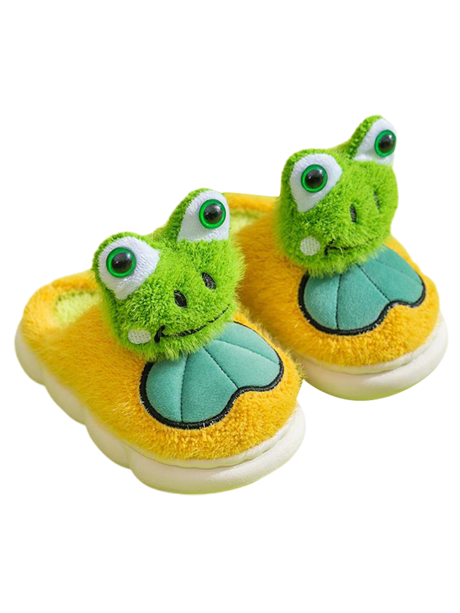 SIMANLAN Women Men Plush Slippers Slip On Fuzzy Slipper Frog Warm Shoes