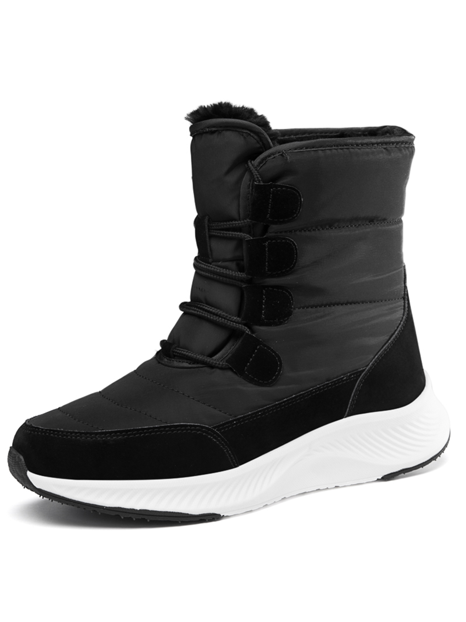 SIMANLAN Women Winter Boot Lace Up Snow Boots Platform Warm Shoes