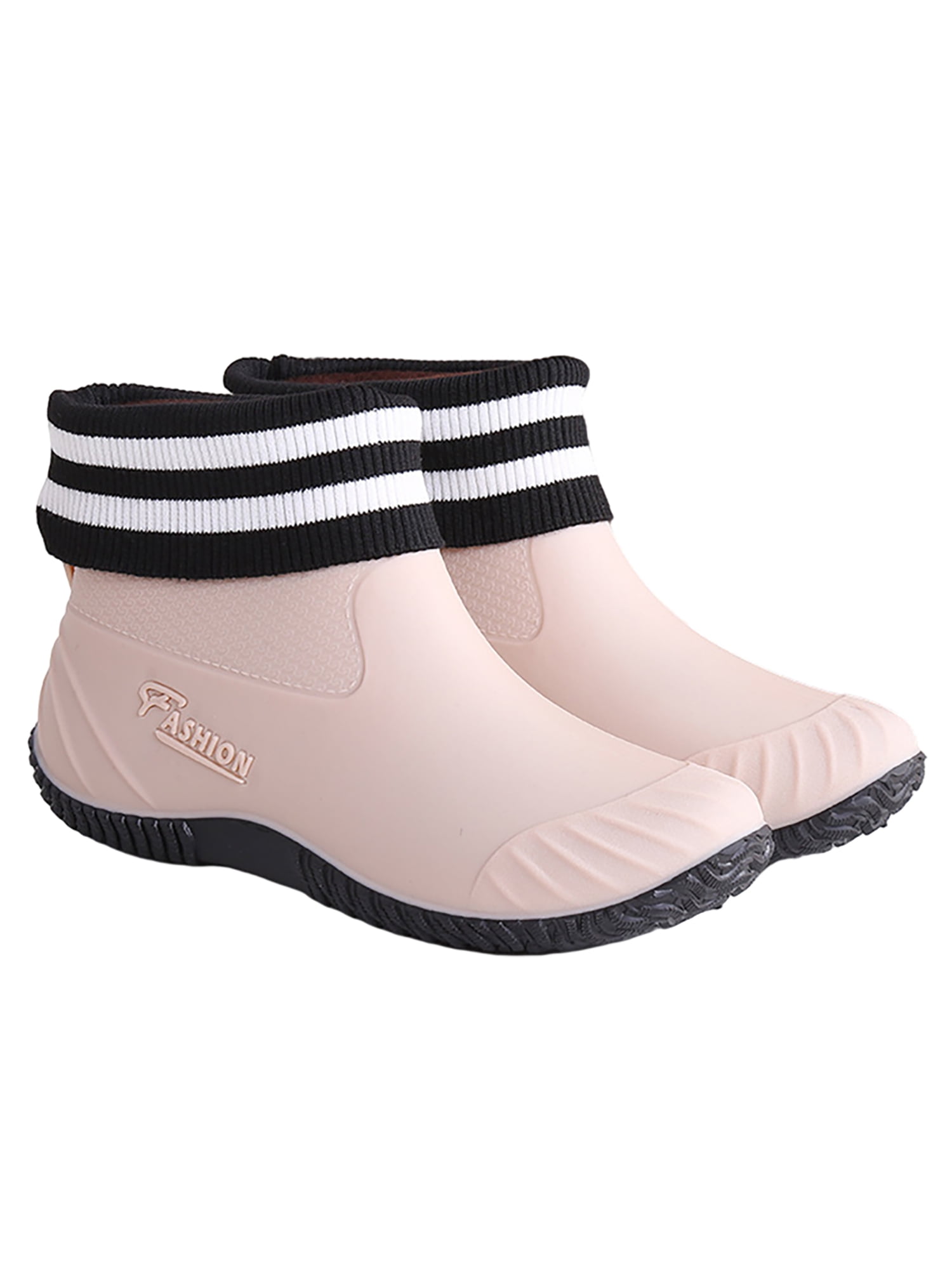 SIMANLAN Women's Ankle Rain Boots Waterproof Garden Shoes Anti-Slip Rain  Shoes Rubber Sole Deck Boots Size 5-7.5 Black-2 7.5 