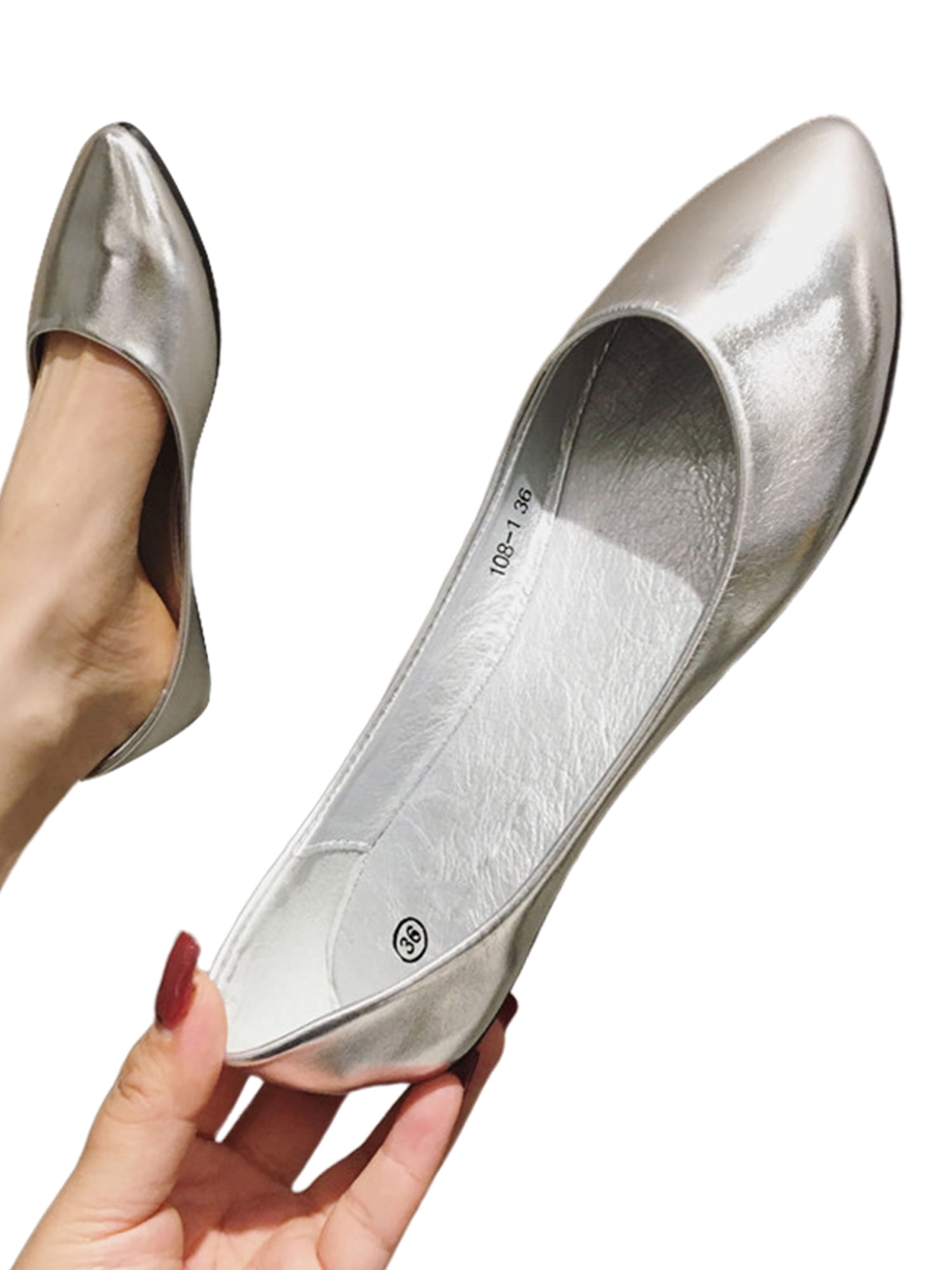 Silver ballet pumps ladies top