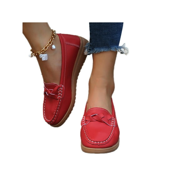 SIMANLAN Women's Fashion Closed Toe Loafers Casual Comfy Flat Heels Shoes Ladies Boat Shoes